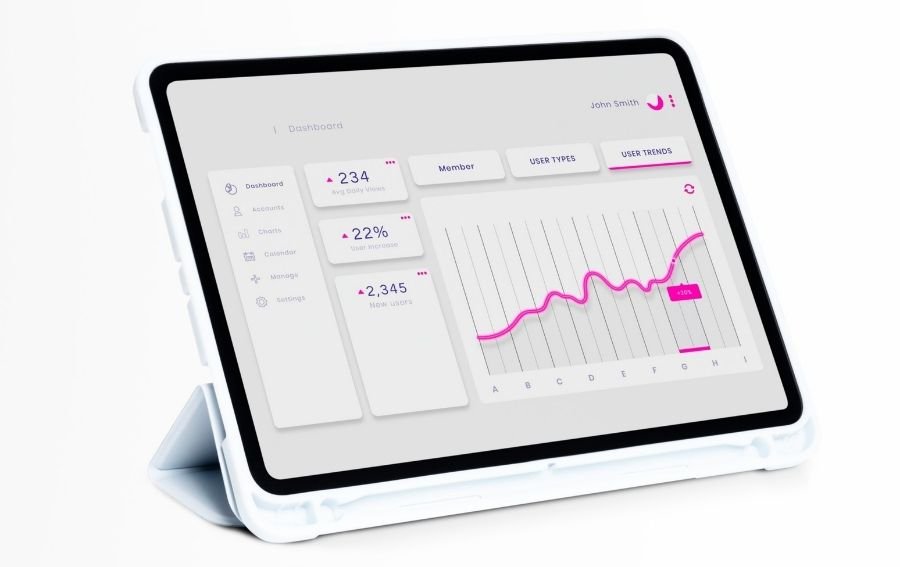 Inventory management dashboard displayed on a tablet screen
